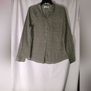 Old Navy Green Herringbone Button-Up Shirt